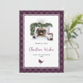 Paarse Waterverf kerstwens Feestdagenkaart (Staand voorkant)