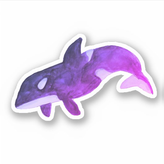 Paarse Waterverf Killer Whale Orca Sticker (Voorkant)