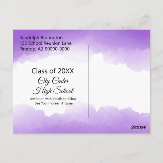 Paarse Waterverf klassenreünie sparen de datum Briefkaart (Achterkant)