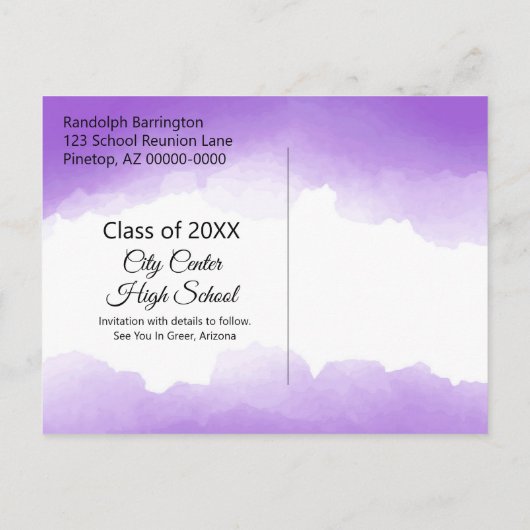 Paarse Waterverf klassenreünie sparen de datum Briefkaart (Achterkant)