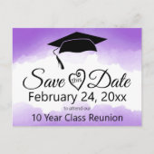 Paarse Waterverf klassenreünie sparen de datum Briefkaart (Voorkant)