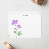 Paarse Waterverf Klozer Kaart Opmerking Kaart Notitiekaartje (Voorkant / Achterkant in situ)