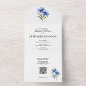Paarse Waterverf Korenbloem WIldflower Bridal All In One Uitnodiging (Binnen)