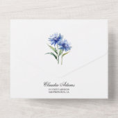 Paarse Waterverf Korenbloem WIldflower Bridal All In One Uitnodiging (Achterkant)