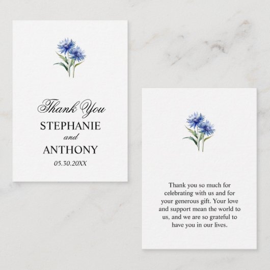 Paarse Waterverf korenbloem WIldflower bruiloft Notitiekaartje (Voorkant / Achterkant)