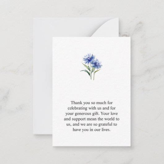 Paarse Waterverf korenbloem WIldflower bruiloft Notitiekaartje (Achterkant)