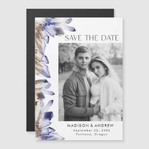 Paarse Waterverf Kristal Foto Save the Date Magnetische Uitnodiging