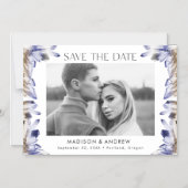 Paarse Waterverf kristallen foto Save the Date Magnetische Uitnodiging (Voorkant)