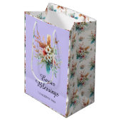 Paarse Waterverf Kruisbloemen Christelijk Pasen Medium Cadeauzakje (Voorkant Gekanteld)