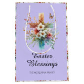 Paarse Waterverf Kruisbloemen Christelijk Pasen Medium Cadeauzakje (Voorkant)