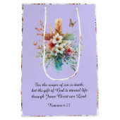 Paarse Waterverf Kruisbloemen Christelijk Pasen Medium Cadeauzakje (Achterkant)