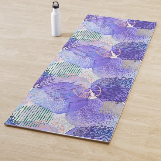 Paarse waterverf kunst bruisende energieke kunst yogamat (In situ)