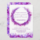 Paarse waterverf kunst spatten trouwuitnodigingen kaart (Voorkant / Achterkant)