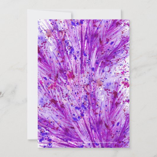 Paarse waterverf kunst splat vrijgezellenfeest nod kaart (Achterkant)