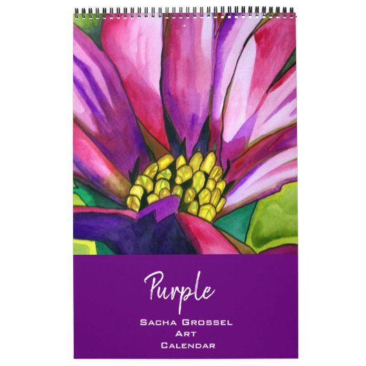 Paarse waterverf kunstkalender Sacha Grossel Kalender (Hoes)