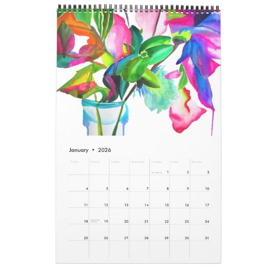 Paarse waterverf kunstkalender Sacha Grossel Kalender (Jan 2026)