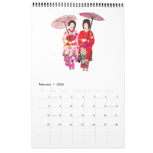 Paarse waterverf kunstkalender Sacha Grossel Kalender (Feb 2026)