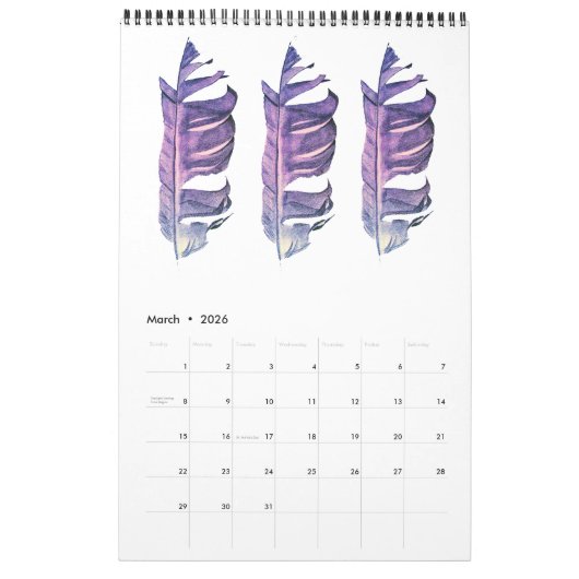 Paarse waterverf kunstkalender Sacha Grossel Kalender (Mar 2026)