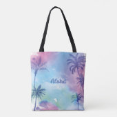 Paarse waterverf Landschap Hawaï Tote Bag (Achterkant)