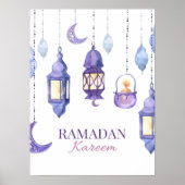 Paarse Waterverf Lantaarns Ramadan Kareem Poster (Voorkant)