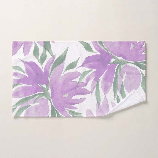 Paarse Waterverf Lavander Elegant Floral Bad Handdoek (Handdoek)
