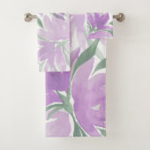 Paarse Waterverf Lavander Elegant Floral Bad Handdoek (Insitu)