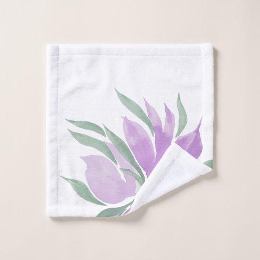 Paarse Waterverf Lavander Elegant Floral Bad Handdoek (Wasdoekje)