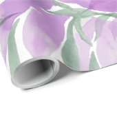 Paarse Waterverf Lavander Elegant Floral Cadeaupapier (Rol Hoek)