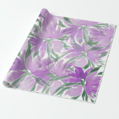 Paarse Waterverf Lavander Elegant Floral Cadeaupapier (Uitgerold)