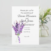 Paarse Waterverf Lavendel Bruiloft Kaart (Staand voorkant)
