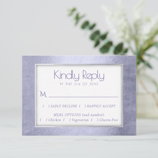 Paarse Waterverf | Lavendel Violet Entree Keuze RSVP Kaartje (Staand voorkant)