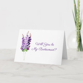 Paarse Waterverf Lavender Bridesmaid Card Kaart