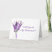 Paarse Waterverf Lavender Bridesmaid Card Kaart (Voorkant)