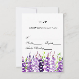 Paarse Waterverf Lavender RSVP-kaarten RSVP Kaartje
