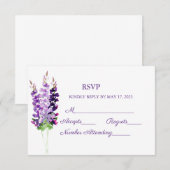 Paarse Waterverf Lavender RSVP-kaarten RSVP Kaartje (Voorkant / Achterkant)