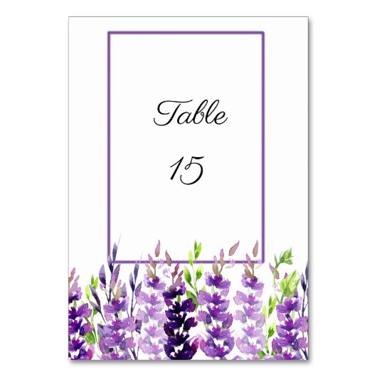 Paarse Waterverf Lavender Table Cards Kaart (Voorkant)