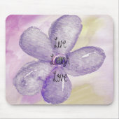 Paarse Waterverf Leef, lach, liefde Bloem Muismat (Voorkant)