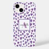 Paarse Waterverf Liefde Hart Monogram Case-Mate iPhone Case (Achterkant)