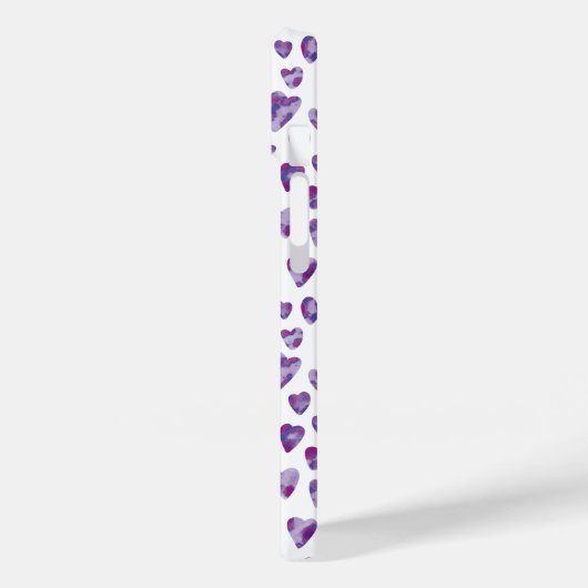 Paarse Waterverf Liefde Hart Monogram Case-Mate iPhone Case (Achterkant / Links)