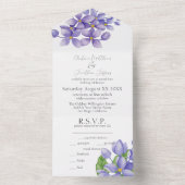 Paarse Waterverf Lila bloemen All In One Uitnodiging (Binnen)