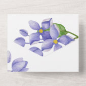 Paarse Waterverf Lila bloemen All In One Uitnodiging (Achterkant)