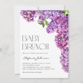 Paarse Waterverf Lila Bloemen Baby Brunch Kaart (Voorkant)