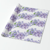 Paarse Waterverf Lila bloemen Cadeaupapier (Uitgerold)