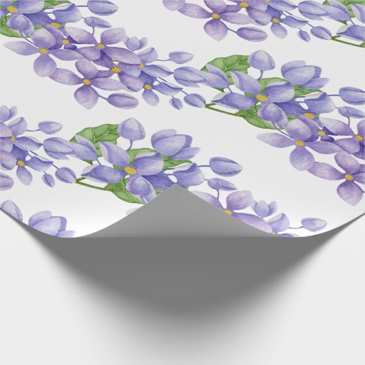 Paarse Waterverf Lila bloemen Cadeaupapier (Hoek)