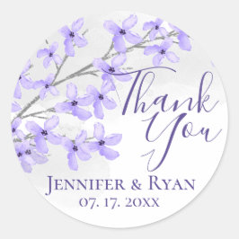 Paarse Waterverf Lila dank u Ronde Sticker