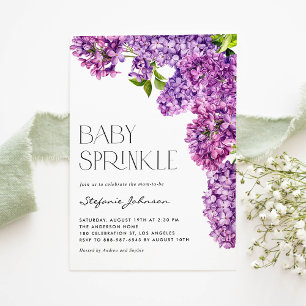 Paarse Waterverf Lila Flowers Baby Sprinkle Kaart