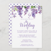 Paarse Waterverf Lilacs Floral Wedding Kaart (Voorkant / Achterkant)