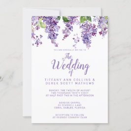 Paarse Waterverf Lilacs Floral Wedding Kaart