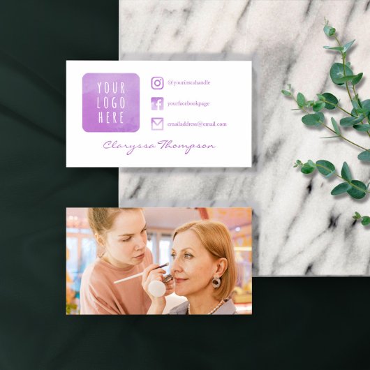 Paarse Waterverf Logo & Foto Social Media Visitekaartje