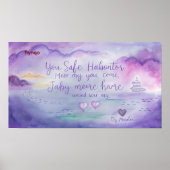 Paarse Waterverf Love Quote Print met Muurkunst (Voorkant)